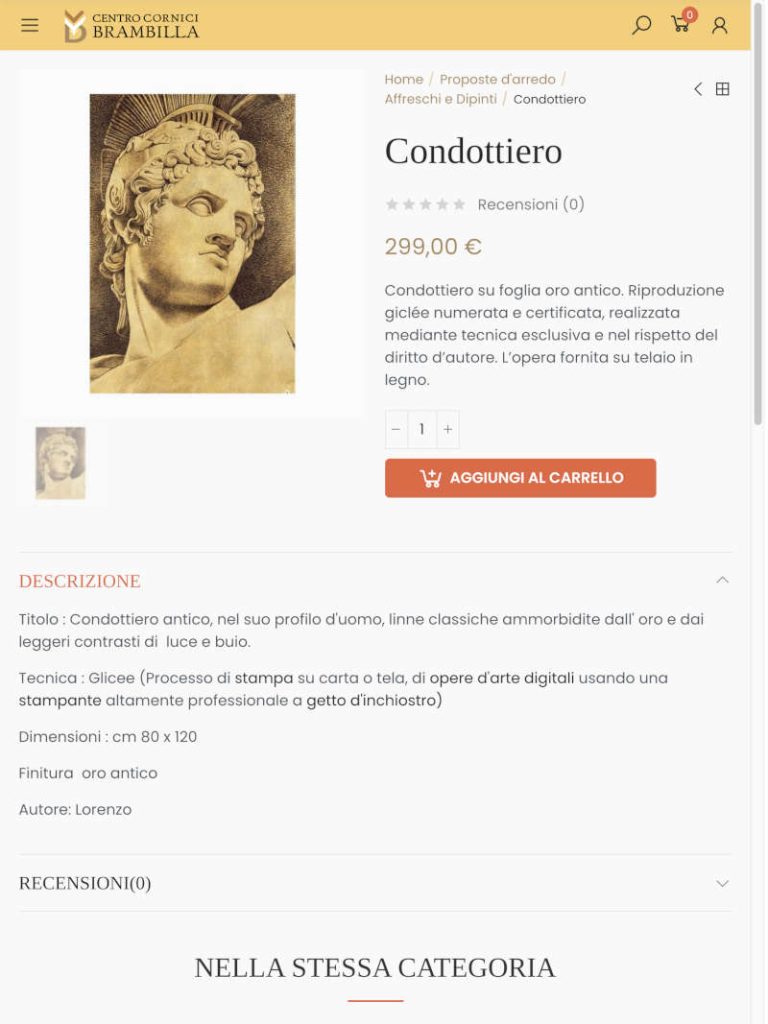 Cornici Brambilla sito web tablet