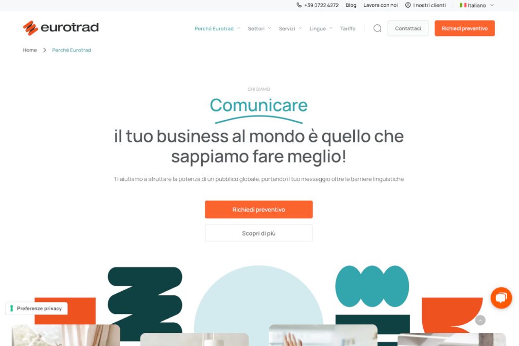 EuroTrad sito web servizio traduzioni