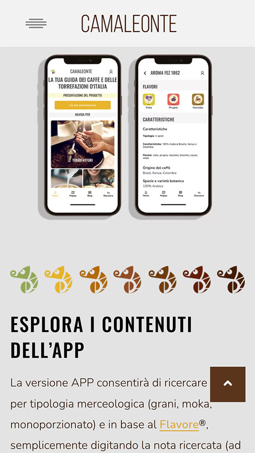 mobile sito guida dei caffe camaleonte