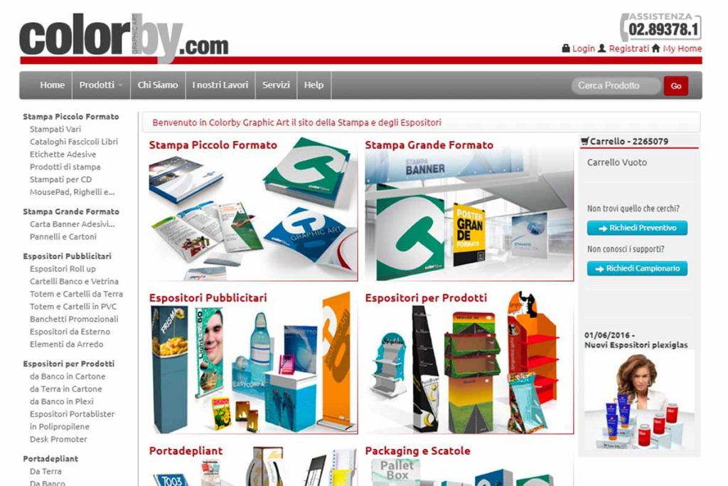 Sito eCommerce Colorby categoria prodotto