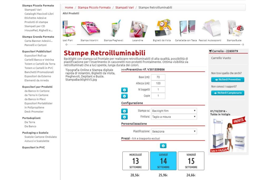 Sito eCommerce Colorby dettaglio prodotto