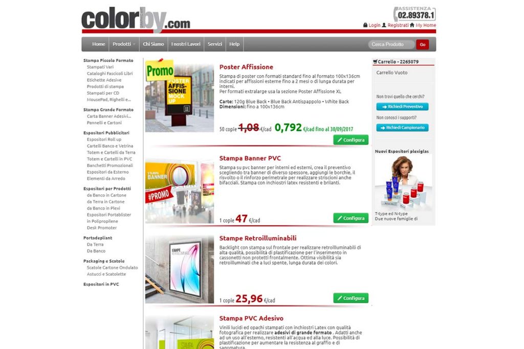 Sito eCommerce Colorby promozioni