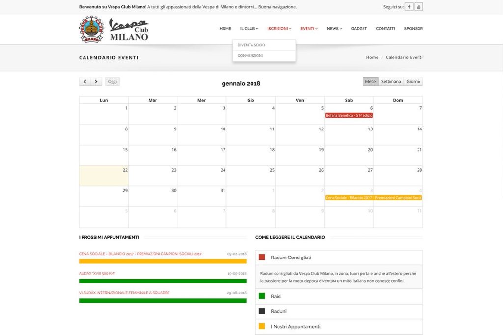 Sito web vespa club il calendario