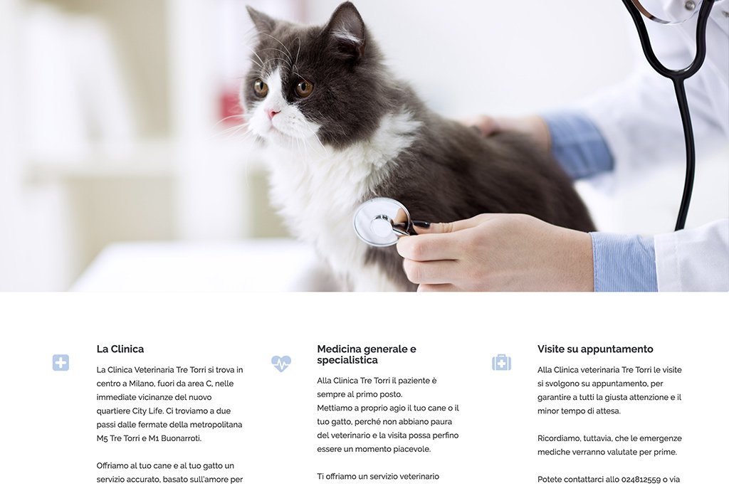 Sito web clinica veterinaria tre torri home page