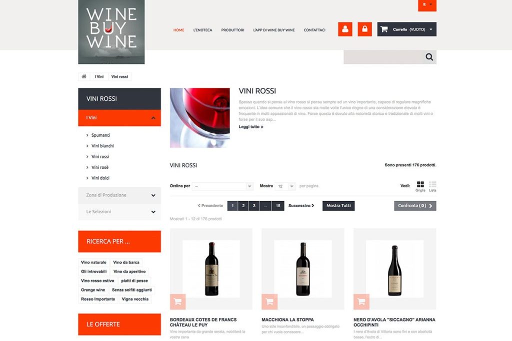 Sito eCommerce wine buy wine categoria prodotto