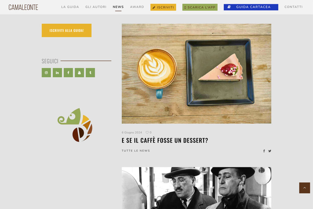 sito guida dei caffe app camaleonte